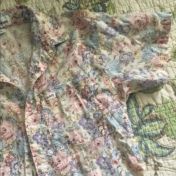 Vintage 90s floral print guess button down shirt - Picture 2 of 4